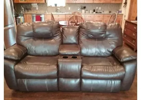 double recliner couch with console